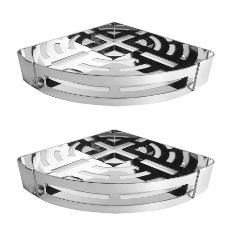 NearMoon Bathroom Shower Caddy 2 Pack, No Drill 304 Stainless Steel Shower Organizer with 2 Hooks