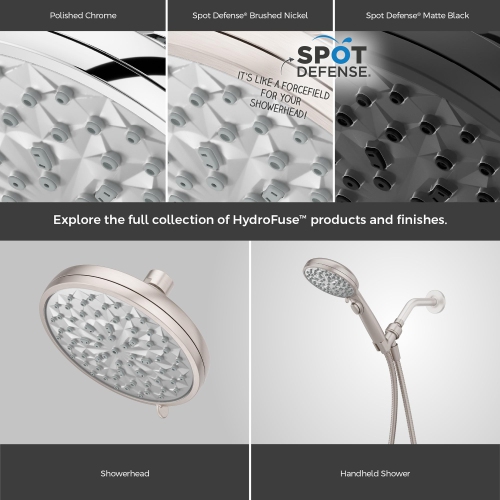 Pfister HydroFuse Handheld Shower Head, Hose Included, 6-Function, 1.75 GPM, Spot Defense Brushed Nickel Finish, 016WS..