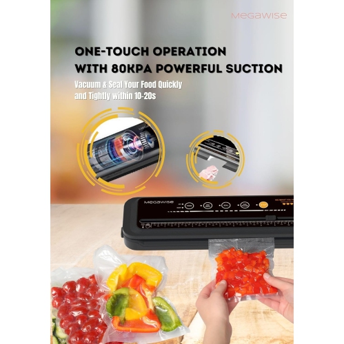 MegaWise Powerful and Compact Vacuum Sealer Machine One-Touch Automatic Food Sealer