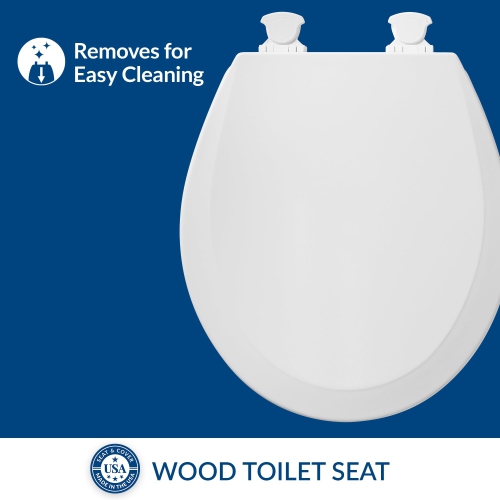 Bemis 500EC000 Molded Wood Round Toilet Seat with Easy Clean and Change Hinge, White