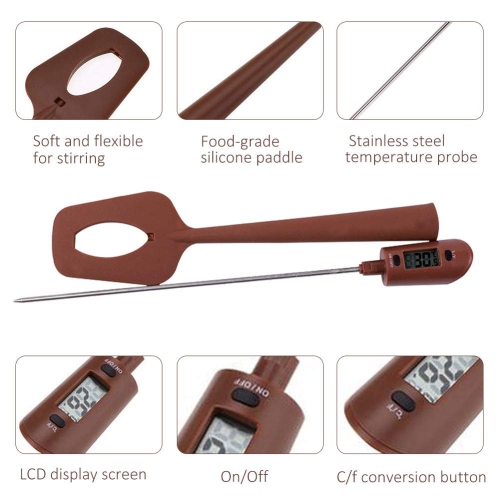 Clear Digital Display Spatula Thermometer Spatula with Thermometer in it for Chocolate Creams Sauces Jams Syrups Insta..