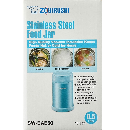Zojirushi Stainless Steel Food Jar, 17-Ounce/0.5-Liter, Aqua Blue