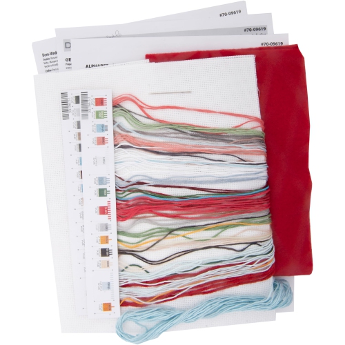 Dimensions 70-09619 Holiday Farm Stocking Counted Cross Stitch Kit, 16" Long, 14 Cnt. White Aida, 6 Pieces