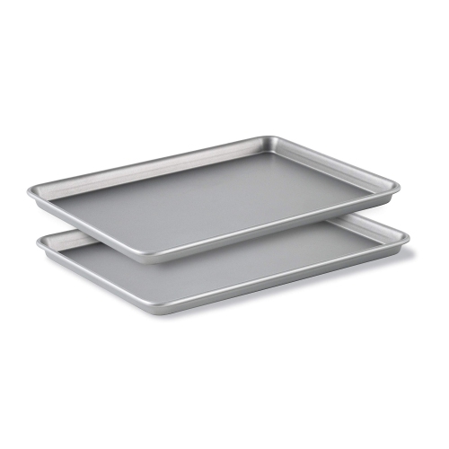 Calphalon Baking Sheets, Nonstick Baking Pans Set for Cookies and Cakes, 12 x 17 in, Set of 2, Silver