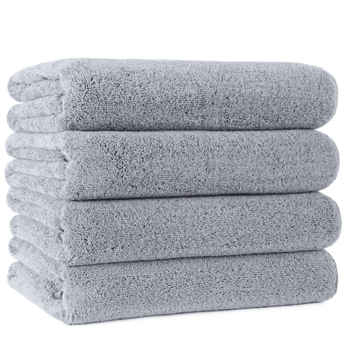 Polyte Microfiber Quick Dry Lint Free Bath Towel, 57 x 30 in, Pack of 4