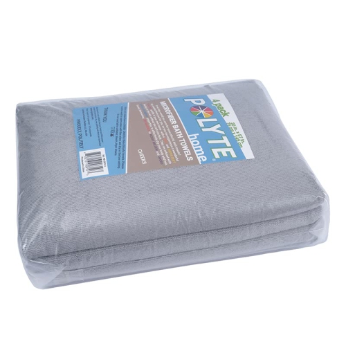 Polyte Microfiber Quick Dry Lint Free Bath Towel, 57 x 30 in, Pack of 4
