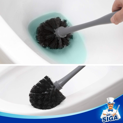 MR.SIGA Toilet Plunger and Bowl Brush Combo for Bathroom Cleaning, Gray, 2 Sets