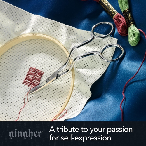 Fiskars Gingher 01-005866 Double-Curved Machine Embroidery Scissors, 6-Inch