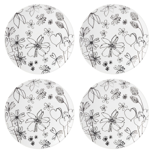 Ensemble de 4 assiettes décoratives Kate Spade 893958, motif de nouilles de jardin