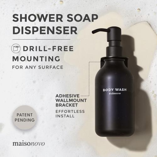 MaisoNovo Shampoo and Conditioner Dispenser with Wall Mounts | 500 ml Set of 3 Black Plastic Bottles Black Pump