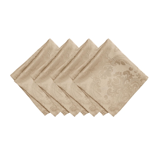 Elrene Home Fashions Caiden Elegance Damask Napkin Set of 4, 17" x 17", Taupe