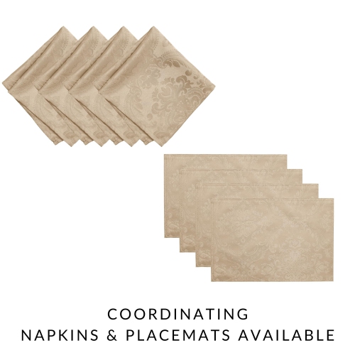 Elrene Home Fashions Caiden Elegance Damask Napkin Set of 4, 17" x 17", Taupe