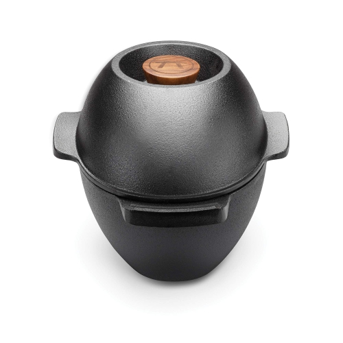 Outset 76495 Cast Iron Seafood and Mussel Pot with Lid for Empty Shells, 2.5 Quart