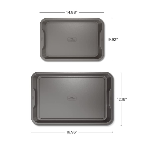 Ninja B32002C Foodi NeverStick Premium 2-Piece Baking Sheet Set, 9x13” & 11x17”, Grey