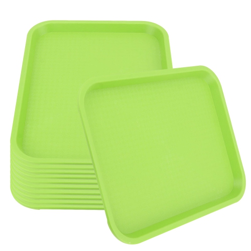 Plateau de service MUKCHAP pour aliments rapides, 10 plateau rectangulaire en plastique de 14 po, vert, paq. 12