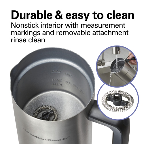 Hamilton Beach Milk Frother and Warmer, Stainless Steel, 43565C
