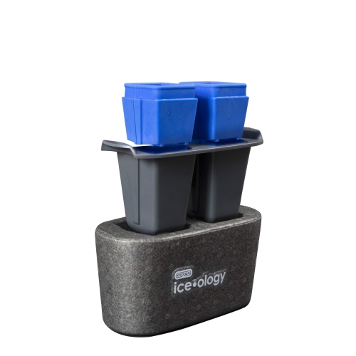 Dexas ice•Ology Silicone Clear Ice Maker Tray for Crystal Clear Craft Cocktail Ice, 2 Square Cubes