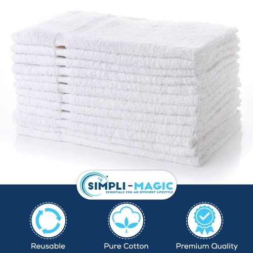 Simpli-Magic 79251 White Hand Towels, 16"x27", 12 Pack