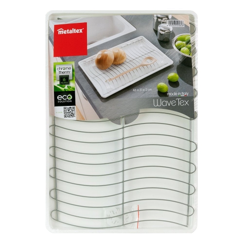 Metaltex 320460 Flat Dish Drainer Wavetex, White