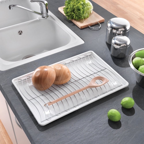 Metaltex 320460 Flat Dish Drainer Wavetex, White