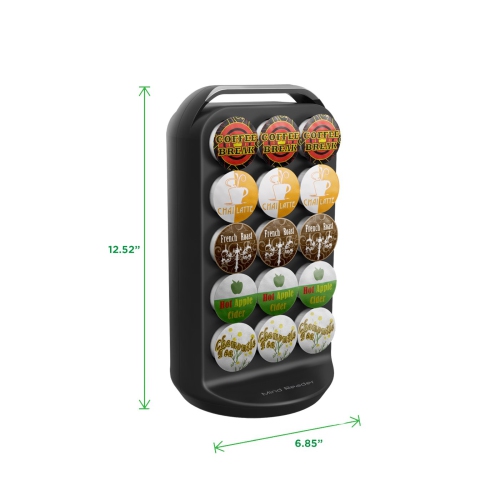Mind Reader Single Serve Coffee Pod Storage, 30 Pod Capacity, Countertop Organizer, 17.1L x 15.9W x 31.8H cm, Black