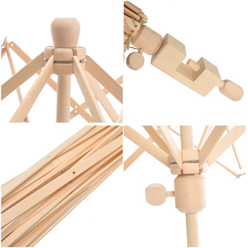 Plumeau de laine Swift en bois Umbrella – Porte-manivelle Swift de 24 po pour parasol en tricot, enrouleur de fil Swift de 1 pièces