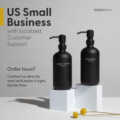 MaisoNovo Kitchen Soap Dispenser Set | 500 ml Amber Bottles Black Pumps Set of 2