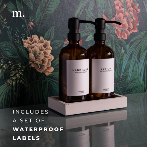 MaisoNovo Kitchen Soap Dispenser Set | 500 ml Amber Bottles Black Pumps Set of 2