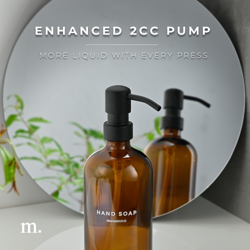 MaisoNovo Kitchen Soap Dispenser Set | 500 ml Amber Bottles Black Pumps Set of 2