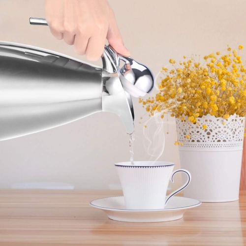 Théière à café de 2&nbsp;L, carafe isotherme à double paroi en acier inoxydable, bouteille d'eau chaude isolée sous vide 2&nbsp;L