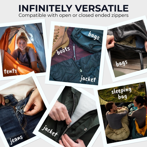 ZlideOn Zipper Pull Replacement - 5pcs, Silver, Normal - Instant Zipper Replacement Slider Multipack