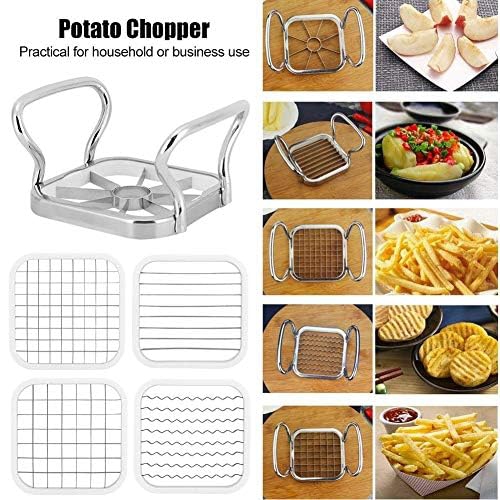 French Fry Maker, 5in 1 Stainless Steel Potatoes Fruit Cutter Chipper Chopper Maker French Fry Tool Kitchen Gadgets