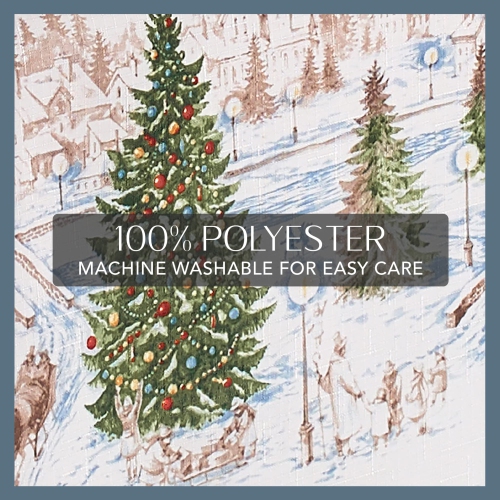Elrene Home Fashions Santa’s Snowy Sleighride Fabric Tablecloth, 60" x 102", Multi