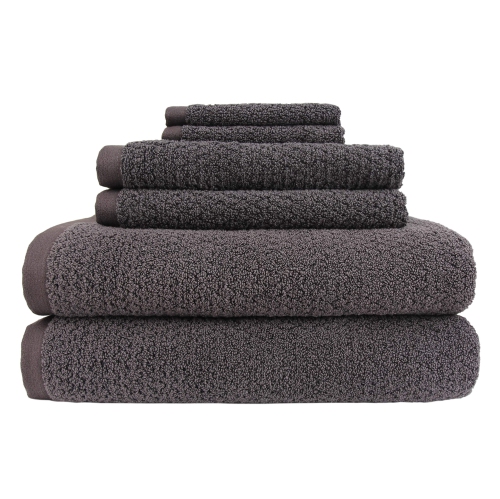 Everplush – Ensemble de serviettes de bain Diamond Jacquard, 6 pièces, anthracite
