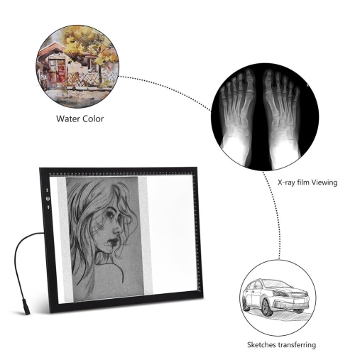 HSK A3 Light Box Light Pad Aluminium Frame Touch Dimmer Lock/Unlock Button 10W Super Bright 5500 Lux