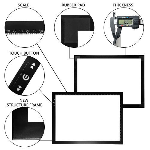 HSK A3 Light Box Light Pad Aluminium Frame Touch Dimmer Lock/Unlock Button 10W Super Bright 5500 Lux