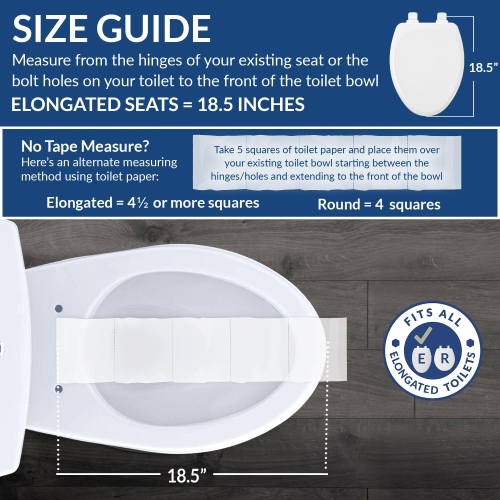 Mayfair Padded Toilet Seat, Cushioned Soft Vinyl Over Wood Core Seat, Secure Hinges, Easy Clean, Elongated, White