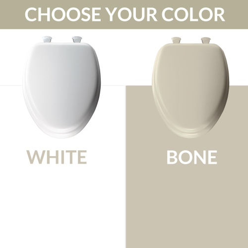 Mayfair Padded Toilet Seat, Cushioned Soft Vinyl Over Wood Core Seat, Secure Hinges, Easy Clean, Elongated, White