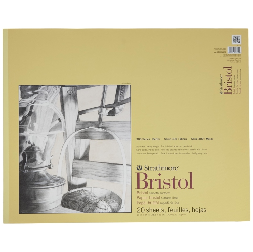 Strathmore 342-19 342190 100 lb 20-Sheet Smooth Bristol Paper Pad, 19 by 24"