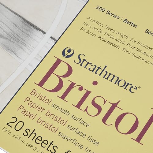 Strathmore 342-19 342190 100 lb 20-Sheet Smooth Bristol Paper Pad, 19 by 24"