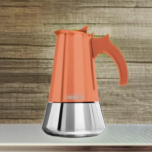 The London Sip Stainless Steel Stove-Top Espresso Maker Coffee Pot Italian Moka Percolator, Copper, 10 Cup
