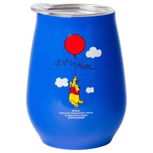 Gobelet double paroi en acier inoxydable sans pied Winnie the Pooh Up and Away de Silver Buffalo avec couvercle, 10 oz