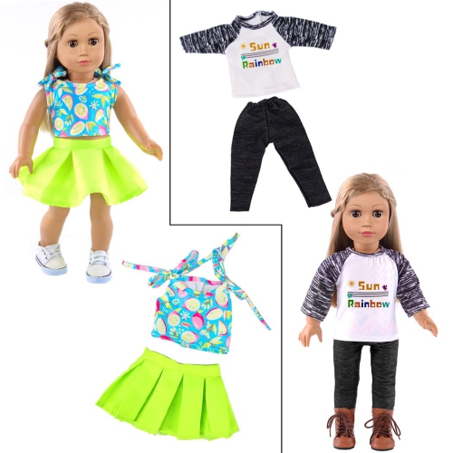 10-Sets Doll Clothes and Accessories for 18 inch Doll Include Dress Handbag Headband Hat and Rompers