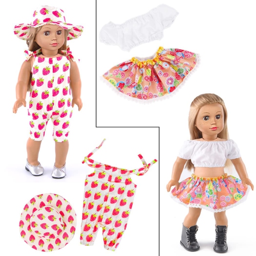 10-Sets Doll Clothes and Accessories for 18 inch Doll Include Dress Handbag Headband Hat and Rompers