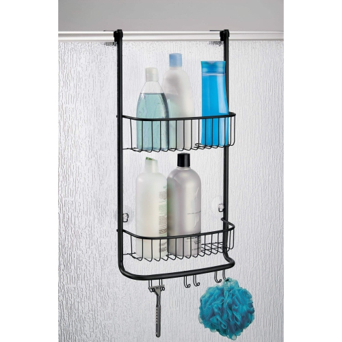 InterDesign Forma Bathroom Over Door Shower Caddy for Shampoo, Conditioner, Soap - Matte Black