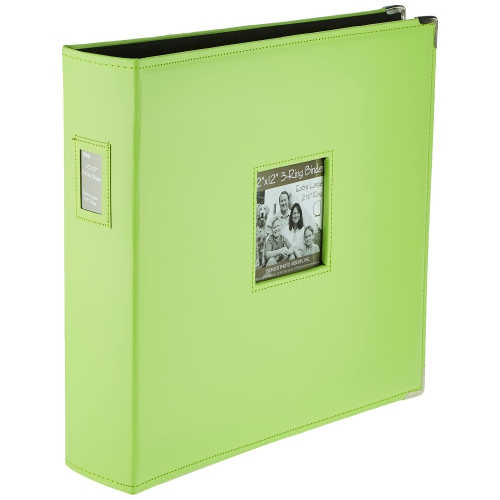 Pioneer Photo Albums T-12JF/C Jumbo 3-Ring Sewn Leatherette Frame Cover Memory Book Binder, Lime Green
