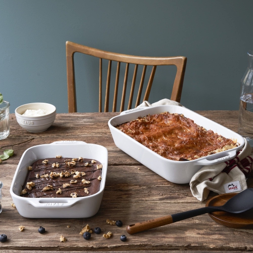 Staub 40508-626 Ceramics Rectangular Baking Dish Set, 2-Piece, White