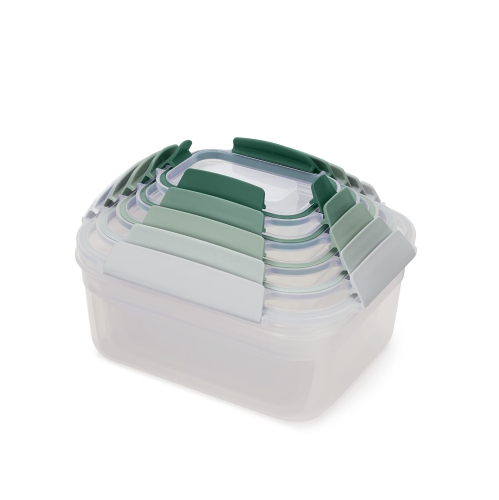 Joseph Joseph Nest Lock Plastic Food Storage Container Set with Lockable Airtight Leakproof Lids, 10 Piece, Sage