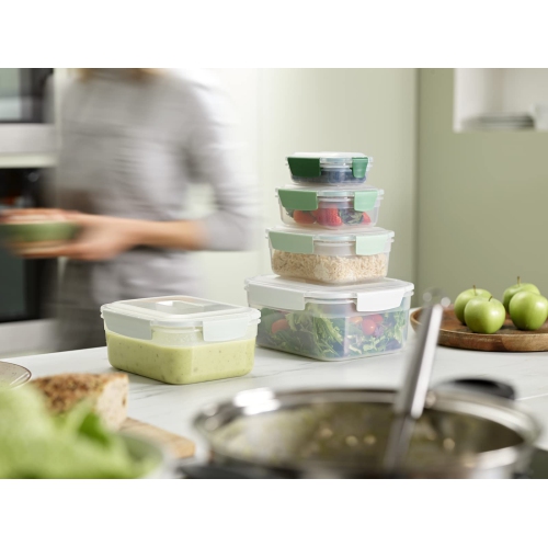 Joseph Joseph Nest Lock Plastic Food Storage Container Set with Lockable Airtight Leakproof Lids, 10 Piece, Sage