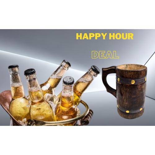 Antique Wooden Tankard Drinking Mug Handmade Leather Barrel Beer Coffee Food Safe Beverage Ancient Style Rustic Wooden..